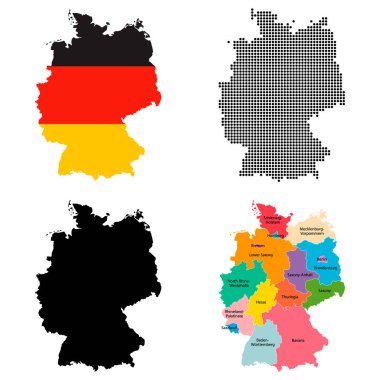 Almanya harita simgesi, coğrafi boşluk konsepti, izole edilmiş grafik arkaplan çizimi .