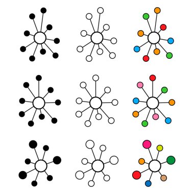 İnbot düz ağ simgesi kümesi, yapısal vektör sembolünü izole edilmiş arkaplan, teknoloji sistemi .