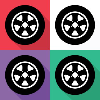 Set of Auto car wheel icon, vehicle tire rim symbol, automotive race sport sign vector illustration .