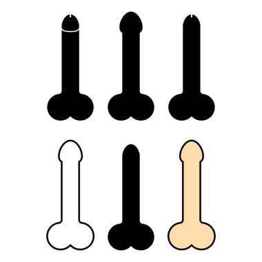 Set of Man anatomy organ, penis pictogram icon, masculine genital web graphic vector illustration .