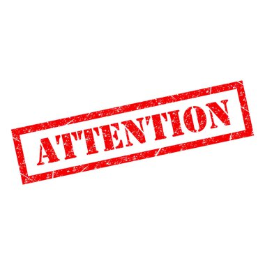 Attention stamp symbol, label sticker sign button, text banner vector illustration .