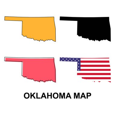 Oklahoma haritası seti, Amerika Birleşik Devletleri. Düz konsept vektör çizimi .