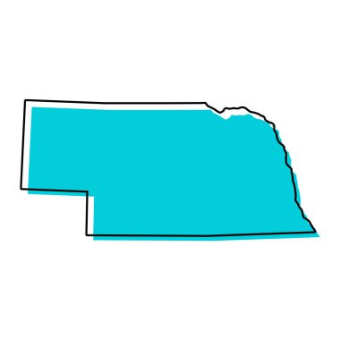 Nebraska map shape, united states of america. Flat concept icon symbol vector illustration .