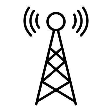 Sinyal kulesi simgesi, kablosuz ağ işareti, anten dalgası radyo vektör çizimi .