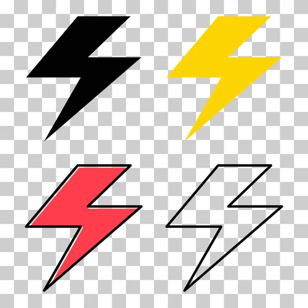 Set Light Flash Icon Electric Charge Power Symbol Graphic Flat — ストックベクタ