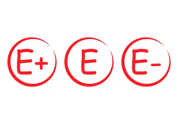 Set Grade Result Hand Drawn Icon Red Circle Test Exam — стоковый вектор