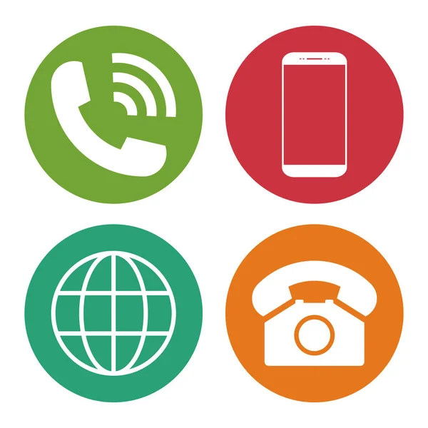 Set Mobile Telephone Smartphone Www Icon Chat Web Internet Communication — стоковый вектор