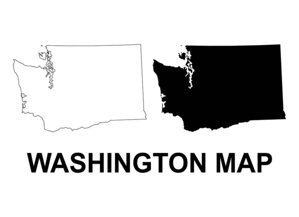 Set Washington Map Shape United States America Flat Concept Symbol — Stock vektor