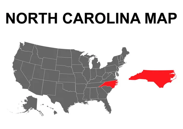 ノースカロライナ州地図の形 アメリカ合衆国 フラットコンセプトシンボルベクトルイラスト — ストックベクタ