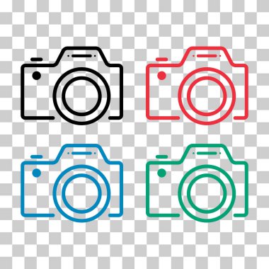 Set of Camera flat web icon, photography digital design, retro equipment symbol vector illustration .