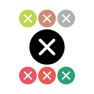 Çapraz İşaret simgesi, X işareti, basit hata tasarım vektörü çizimi, yanlış seçim sembolü .