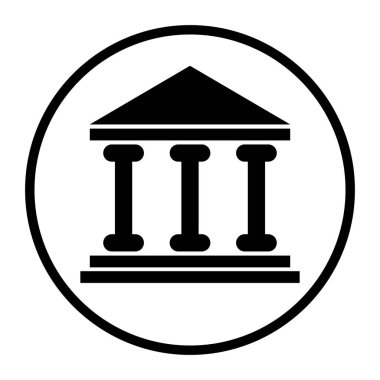 Building university architecture icon, museum roman symbol, flat design vector illustration .