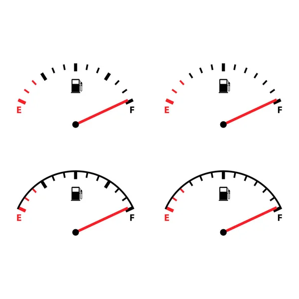 Zestaw Ikony Wskaźnika Paliwa Samochodowego Symbol Miernika Benzyny Samochodowej Ilustracja — Wektor stockowy