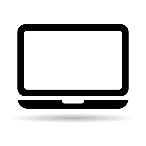 Laptop Plana Sombra Icono Web Portátil Símbolo Tecnología Informática Ilustración — Archivo Imágenes Vectoriales