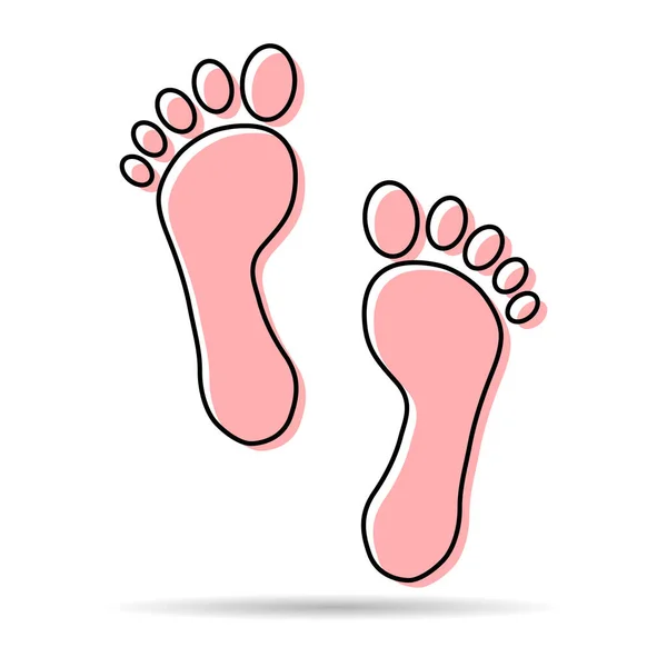 Foot Print Human Sign Shadow Track Walking Design Icon Outline — Stockvector