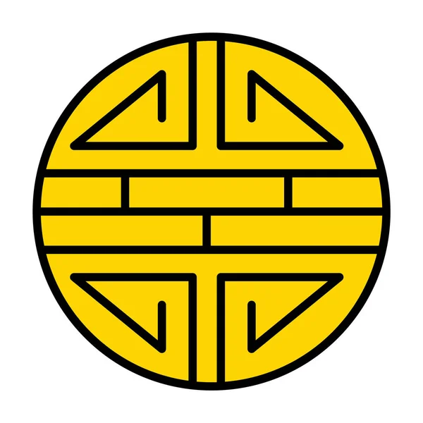 Traditional Shou Icon Spiritual Isolated Shu Flat Symbol Asian Vector — Stockvector