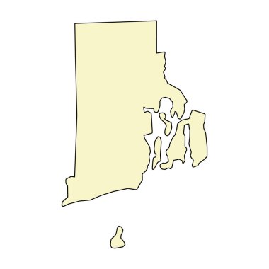 Rhode Island haritası şekli, Amerika Birleşik Devletleri. Düz konsept vektör çizimi .