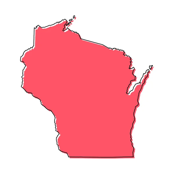 Wisconsin Map Shape United States America Flat Concept Icon Symbol — Stock vektor