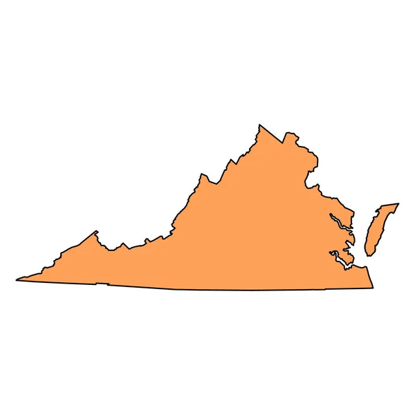 Χάρτης Βιρτζίνια Ηνωμένες Πολιτείες Αμερικής Εικόνα Διανύσματος Εικονιδίου Επίπεδης Έννοιας — Διανυσματικό Αρχείο