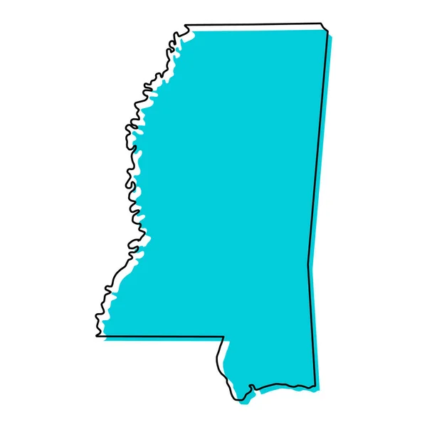 ミシシッピ州地図の形 アメリカ合衆国 フラットコンセプトアイコンシンボルベクトルイラスト — ストックベクタ