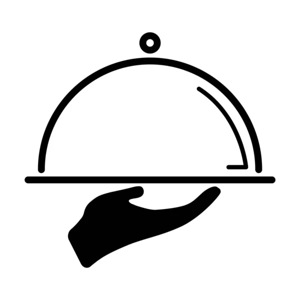 Εικονίδιο Δίσκο Σερβιτόρων Πιάτο Μενού Εστιατόριο Web Σύμβολο Μεσημεριανό Σχεδιασμό — Διανυσματικό Αρχείο