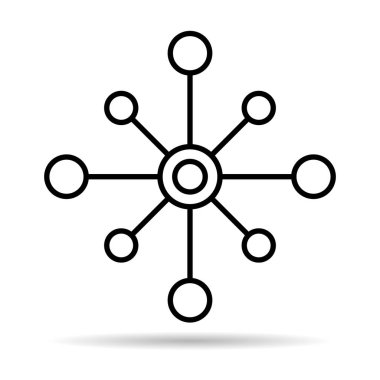 Çok kanallı dijital tasarım gölge simgesi, omnichannel düz web sembolü, İnternet vektör illüstrasyonu .