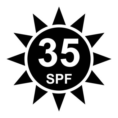 Sun protection factor 35 icon, uv radiation block symbol, sun protect skin vector illustration .