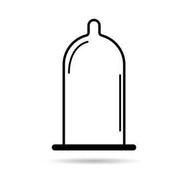 Prezervatif simgesi gölgesi, sağlık koruması kauçuk sembolü, önleme ağ tasarım vektörü illüstrasyonu .