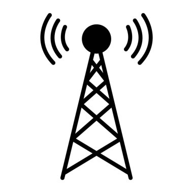 Sinyal kulesi simgesi, kablosuz ağ işareti, anten dalgası radyo vektör çizimi .