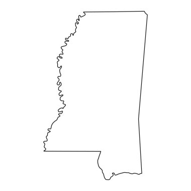 Mississippi haritası şekli, Amerika Birleşik Devletleri. Düz konsept simge vektör çizimi .