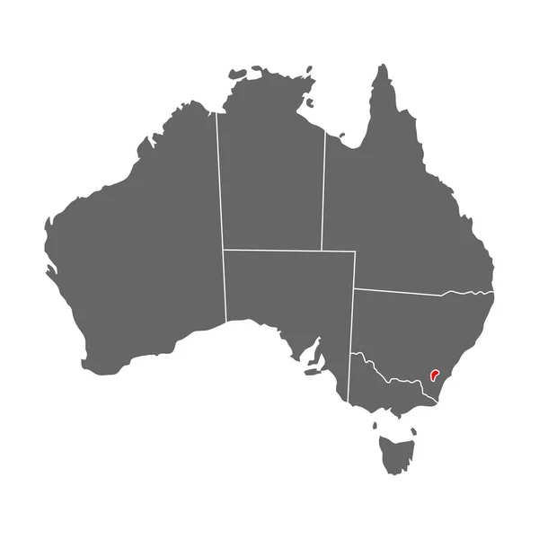 Austrálie Mapa Australského Hlavního Území Nevyplněný Koncept Geografie Samostatná Vektorová — Stockový vektor