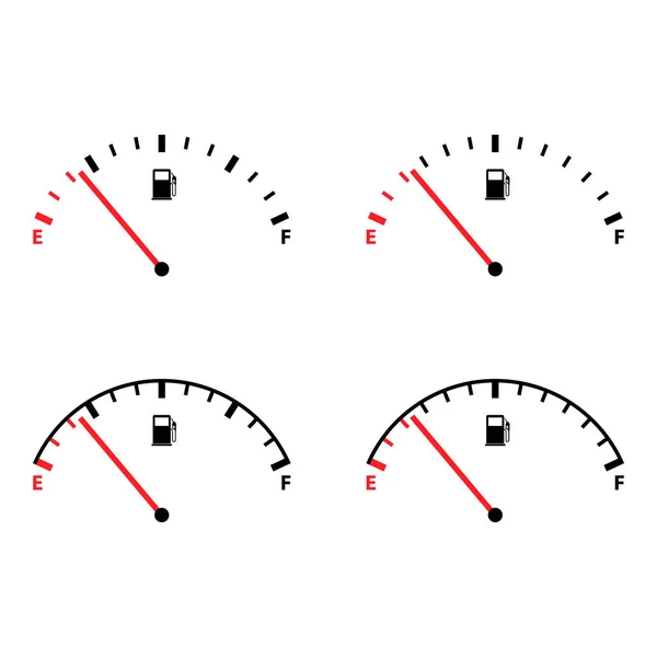 Zestaw Ikony Wskaźnika Paliwa Samochodowego Symbol Miernika Benzyny Samochodowej Ilustracja — Wektor stockowy