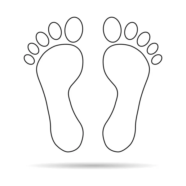 Foot Print Human Sign Shadow Track Walking Design Icon Outline — Vetor de Stock