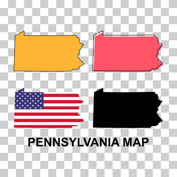 Conjunto Mapa Pensilvania Estados Unidos América Concepto Plano Símbolo Vector — Vector de stock