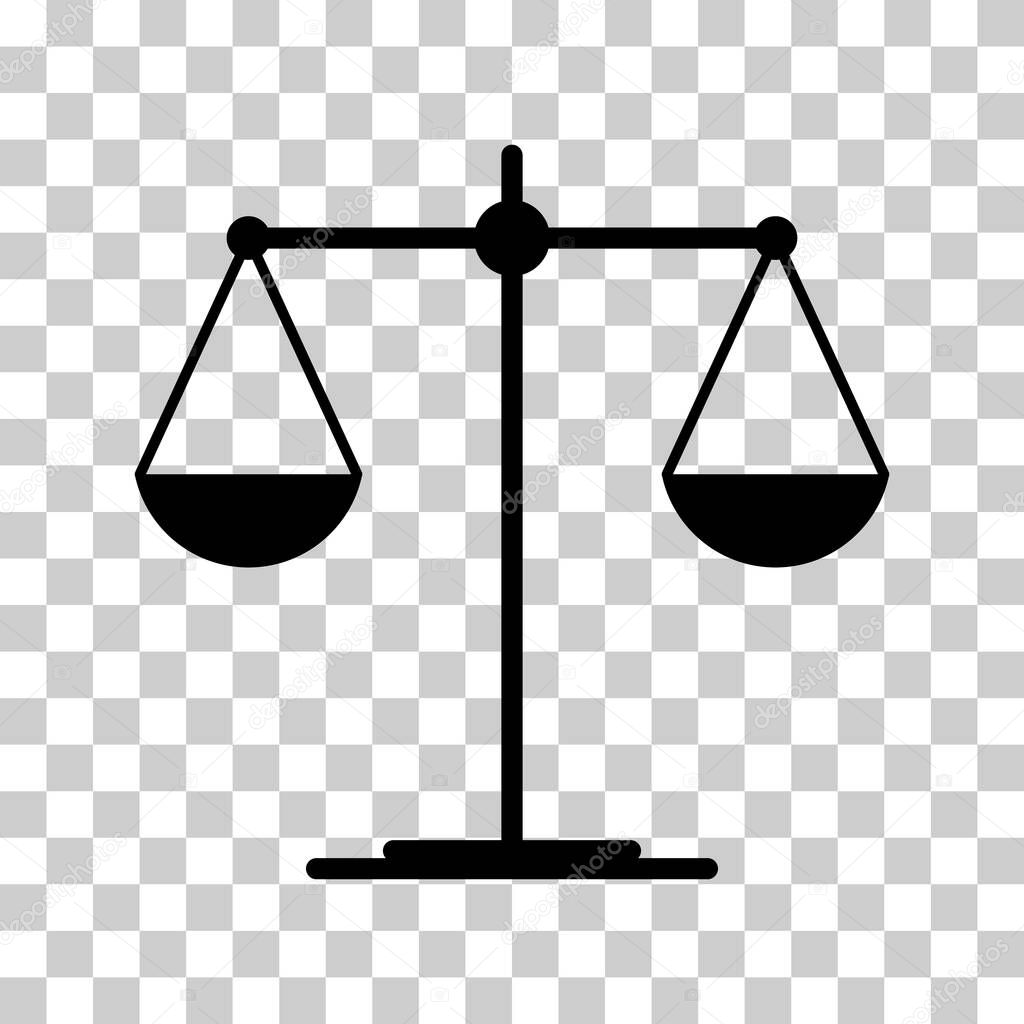 Scale equal icon, lawyer crime web sign, protection balance isolated vector illustration .