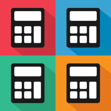 Hesap makinesi simgesi kümesi, matematik web düğmesi vektör çizimi. İnternet sitesi finans teknolojisi tasarımı .