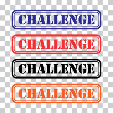 Challenge pul sembolü seti, etiket etiketi işareti düğmesi, metin sancak vektör illüstrasyonu .