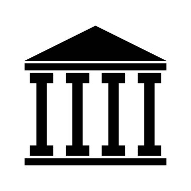 Building university architecture icon, museum roman symbol, flat design vector illustration .