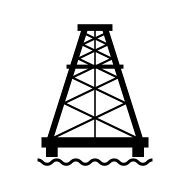 Petrol platformu düz grafik ikonu, yakıt platformu endüstri kulesi gaz işareti, vektör illüstrasyonu .