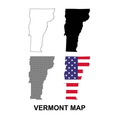Set of Vermont map shape, united states of america. Flat concept vector illustration .