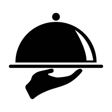 Waiter tray icon, dish menu restaurant web symbol, lunch design vector illustration .