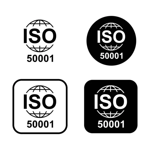 Набор Значка Iso 50001 Управление Энергией Стандартный Символ Качества Знак — стоковый вектор