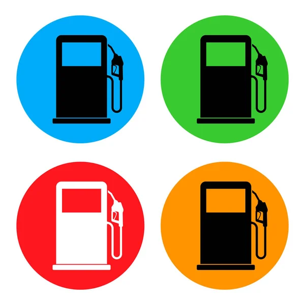 Set Icona Stazione Servizio Vettore Ugello Progettazione Pompa Benzina Simbolo — Vettoriale Stock