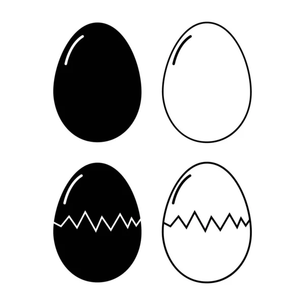 影と卵のアイコンのセット シェルイースターシンボル 健康的な自然食品 ベクトルイラスト ファーム有機タンパク質 — ストックベクタ
