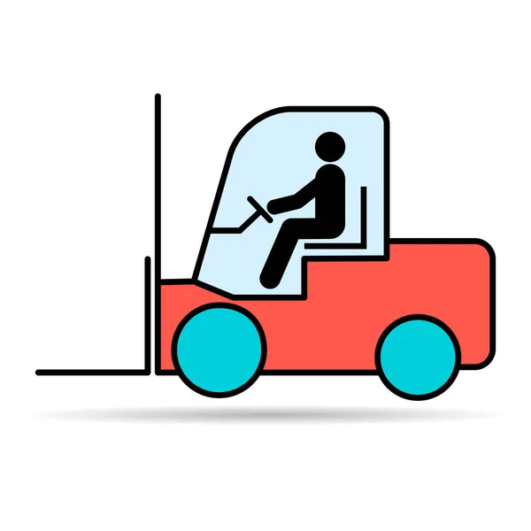 Forklift Transport Icon Shadow Industry Vehicle Machine Symbol Fork Truck — Stock Vector