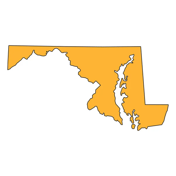 メリーランド州の地図の形 アメリカ合衆国 フラットコンセプトアイコンシンボルベクトルイラスト — ストックベクタ