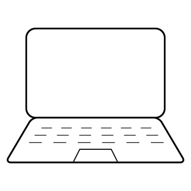 Laptop düz web simgesi, dizüstü bilgisayar teknolojisi sembolü, boş ekran vektör illüstrasyonu .
