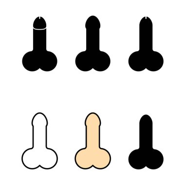 Set of Man anatomy organ, penis pictogram icon, masculine genital web graphic vector illustration .
