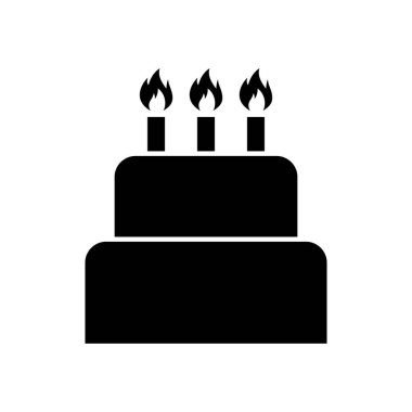 Tatlı pasta ikonu, pastane tatlı besin sembolü, mutlu yıllar grafik vektör çizimi .