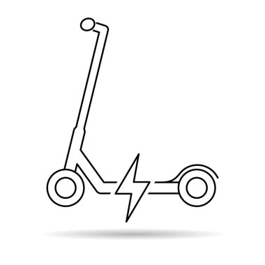 Elektrikli scooter gölge simgesi, kentsel düz çevre dostu ulaşım, araç vektör illüstrasyonu .